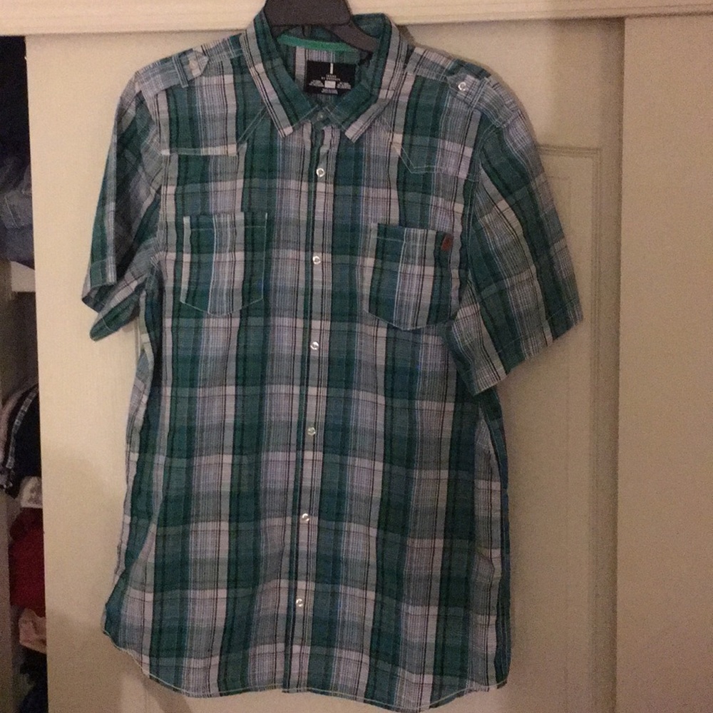 NWT sz xxl jeans by buffalo green plaid ss shirt - Picture 2 of 3